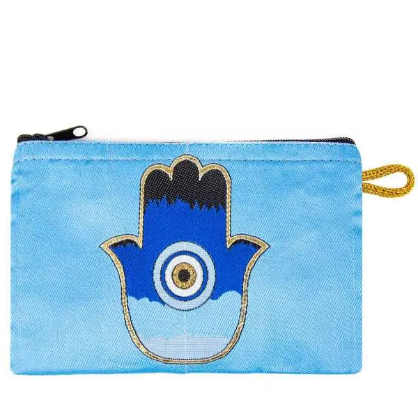 Blue Fabric Evil Eye Wallet Coin Purse Pouch