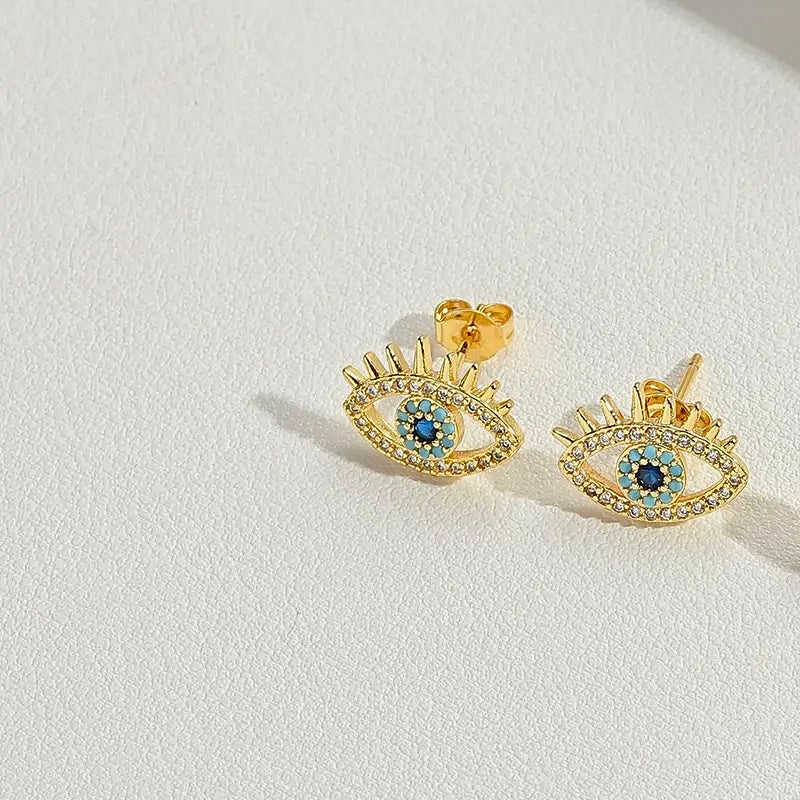 14k Gold Classic Evil Eye Earrings