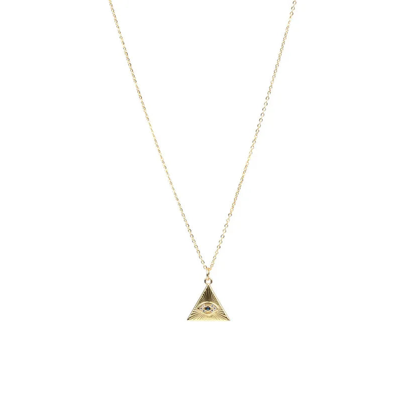 Blue Eye Pendant Gold-plated Necklace