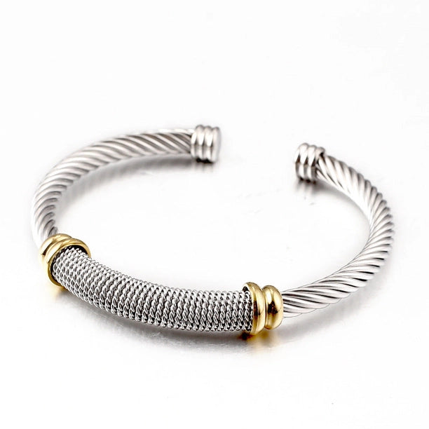 Stainless Steel Adjustable C-Shaped Bangle Bracelet